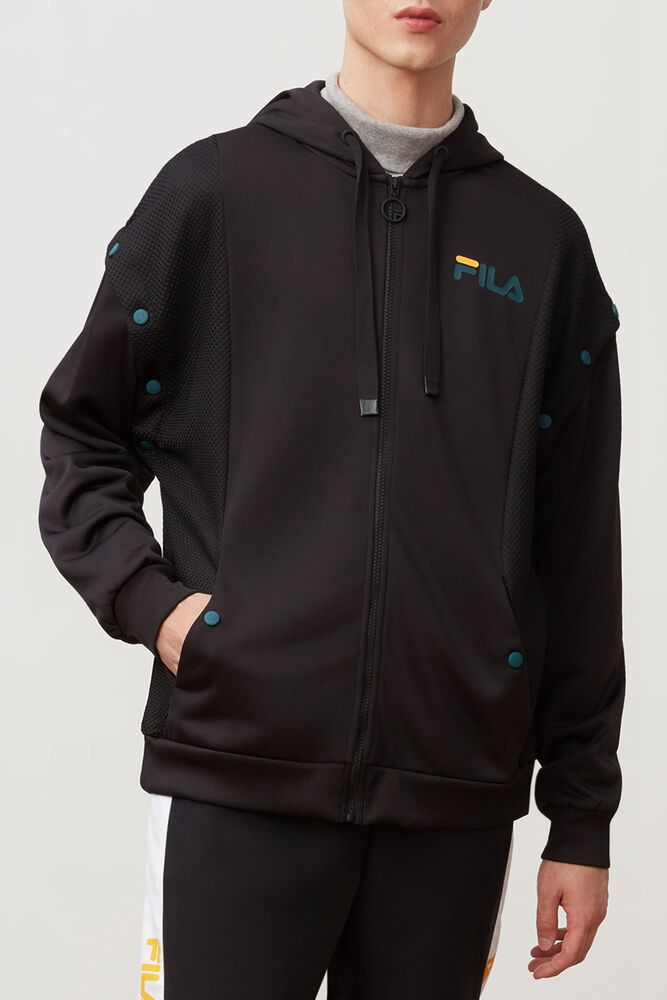 Fila Zee Snap Off Sleeve Black Jacket Mens - NZ 18204-KTQL